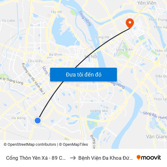 Cổng Thôn Yên Xá - 89 Cầu Bươu to Bệnh Viện Đa Khoa Đức Giang map