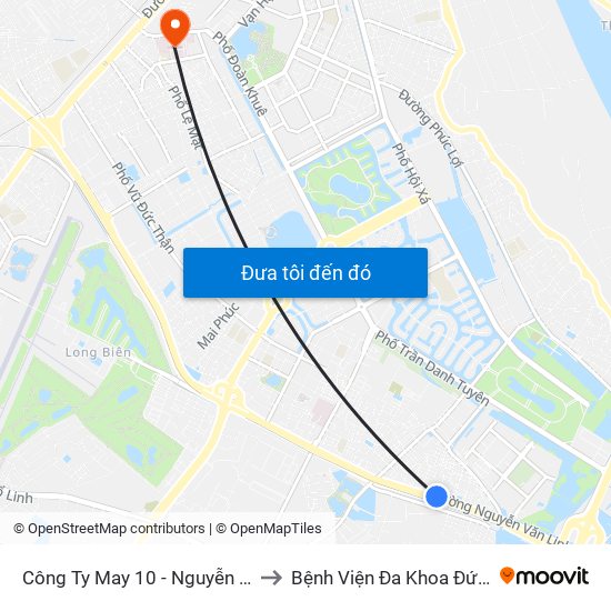 Công Ty May 10 - Nguyễn Văn Linh to Bệnh Viện Đa Khoa Đức Giang map