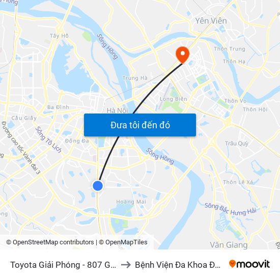 Toyota Giải Phóng - 807 Giải Phóng to Bệnh Viện Đa Khoa Đức Giang map