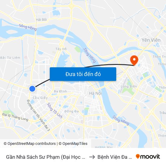 Gần Nhà Sách Sư Phạm (Đại Học Sư Phạm Hà Nội) - 136 Xuân Thủy to Bệnh Viện Đa Khoa Đức Giang map