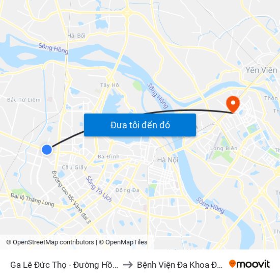 Ga Lê Đức Thọ - Đường Hồ Tùng Mậu to Bệnh Viện Đa Khoa Đức Giang map