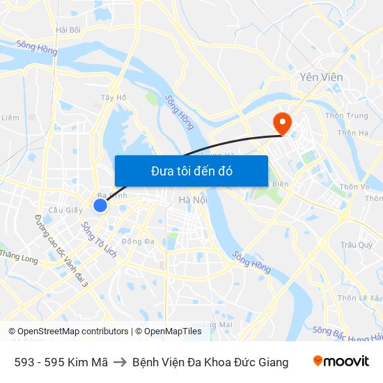 593 - 595 Kim Mã to Bệnh Viện Đa Khoa Đức Giang map