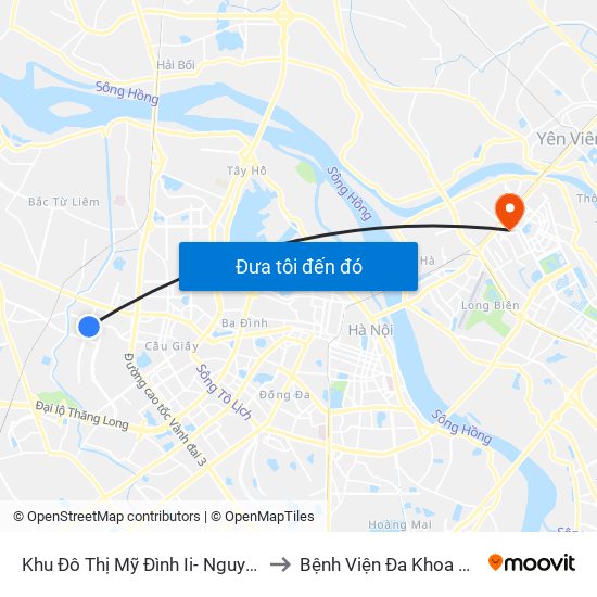 Khu Đô Thị Mỹ Đình Ii- Nguyễn Cơ Thạch to Bệnh Viện Đa Khoa Đức Giang map