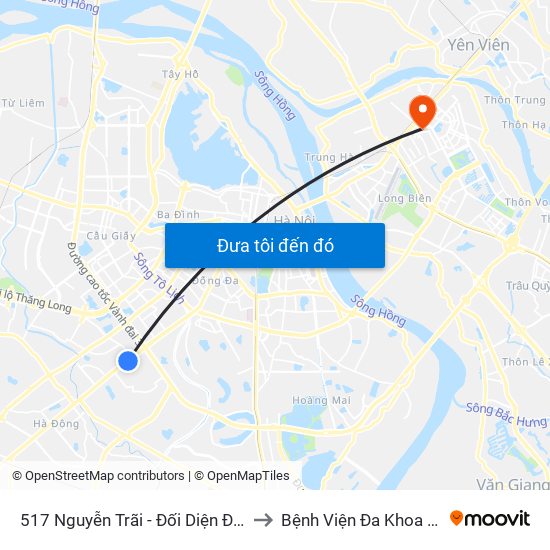 517 Nguyễn Trãi - Đối Diện Đại Học Hà Nội to Bệnh Viện Đa Khoa Đức Giang map