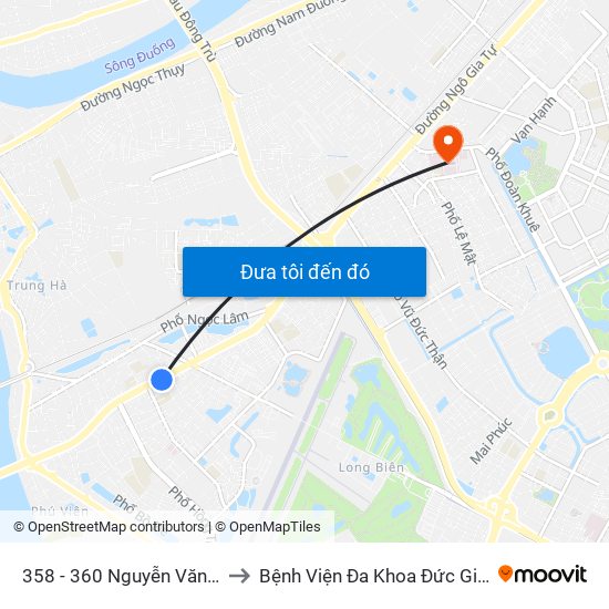 358 - 360 Nguyễn Văn Cừ to Bệnh Viện Đa Khoa Đức Giang map