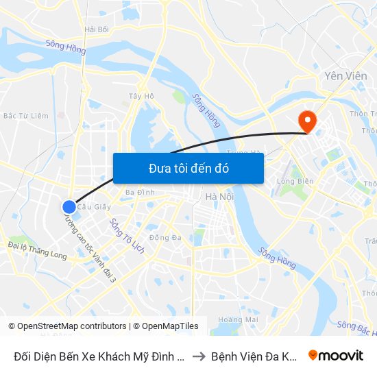Đối Diện Bến Xe Khách Mỹ Đình - Phạm Hùng (Cột Trước) to Bệnh Viện Đa Khoa Đức Giang map