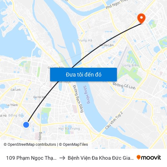 109 Phạm Ngọc Thạch to Bệnh Viện Đa Khoa Đức Giang map