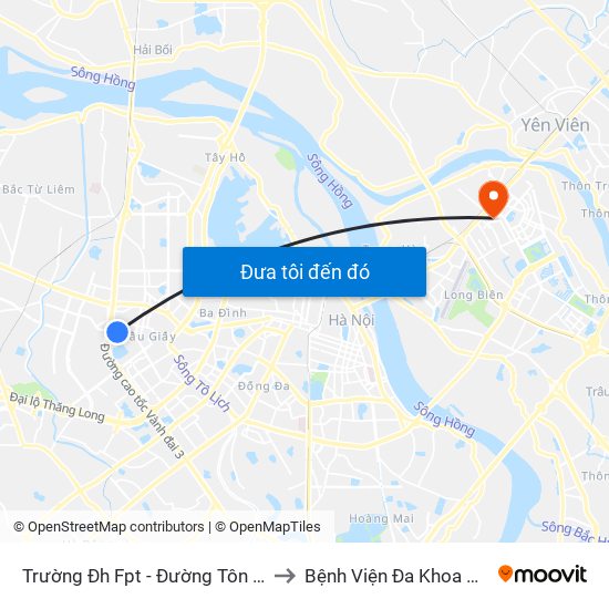 Trường Đh Fpt - Đường Tôn Thất Thuyết to Bệnh Viện Đa Khoa Đức Giang map