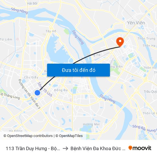 113 Trần Duy Hưng - Bộ Khcn to Bệnh Viện Đa Khoa Đức Giang map