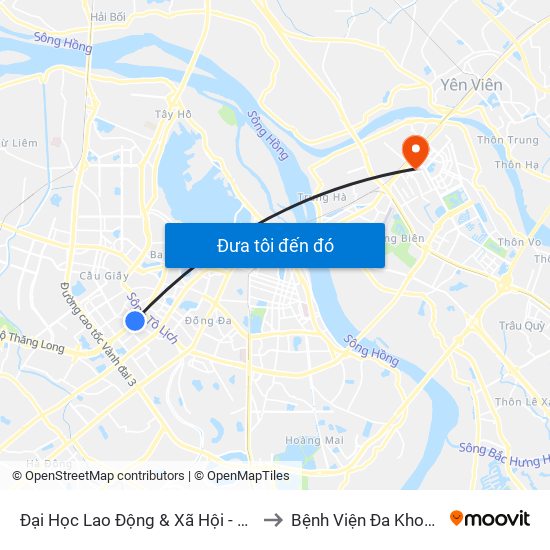 Đại Học Lao Động & Xã Hội - 43 Trần Duy Hưng to Bệnh Viện Đa Khoa Đức Giang map