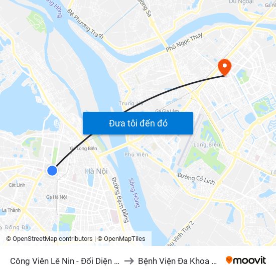 Công Viên Lê Nin - Đối Diện 35 Trần Phú to Bệnh Viện Đa Khoa Đức Giang map
