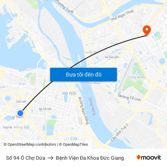 Số 94 Ô Chợ Dừa to Bệnh Viện Đa Khoa Đức Giang map