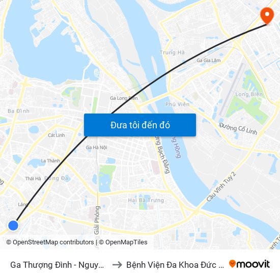 Ga Thượng Đình - Nguyễn Trãi to Bệnh Viện Đa Khoa Đức Giang map