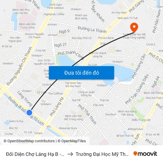Đối Diện Chợ Láng Hạ B - 564 Đường Láng to Trường Đại Học Mỹ Thuật Công Nghiệp map