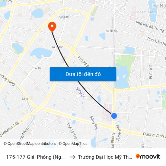 175-177 Giải Phóng (Ngã 3 Lê Thanh Nghị) to Trường Đại Học Mỹ Thuật Công Nghiệp map