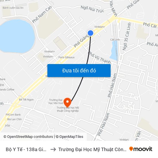 Bộ Y Tế - 138a Giảng Võ to Trường Đại Học Mỹ Thuật Công Nghiệp map