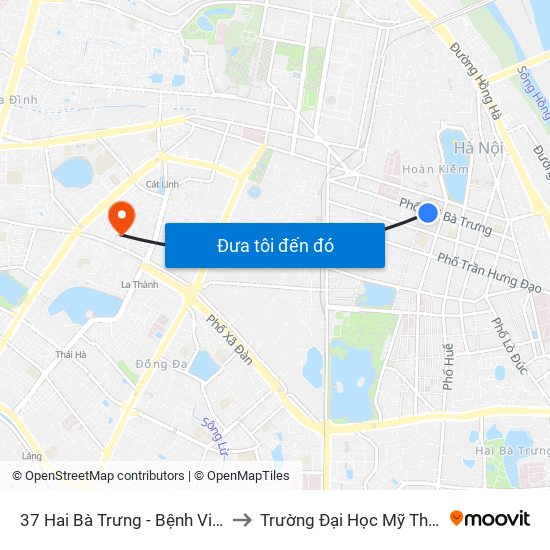 37 Hai Bà Trưng - Bệnh Viện Việt Nam Cu Ba to Trường Đại Học Mỹ Thuật Công Nghiệp map