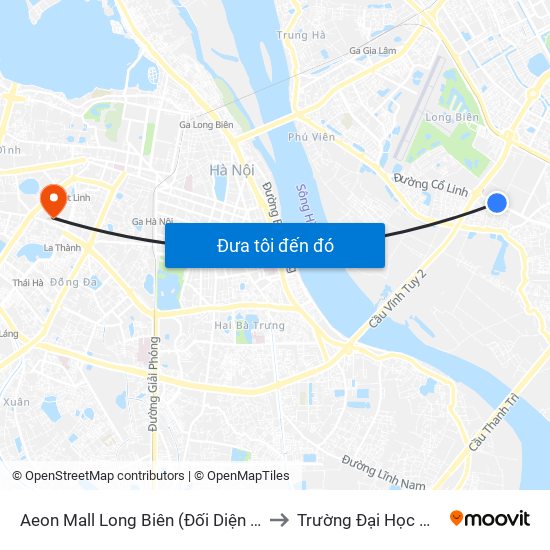 Aeon Mall Long Biên (Đối Diện Cột Điện T4a/2a-B Đường Cổ Linh) to Trường Đại Học Mỹ Thuật Công Nghiệp map