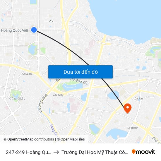 247-249 Hoàng Quốc Việt to Trường Đại Học Mỹ Thuật Công Nghiệp map