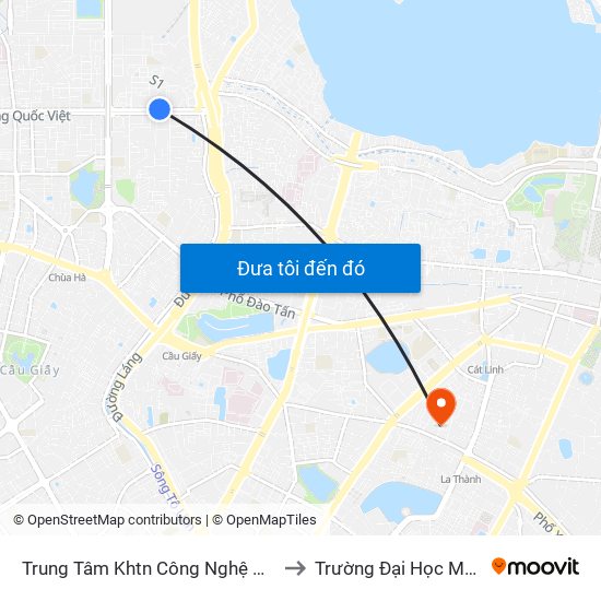 Trung Tâm Khtn Công Nghệ Quốc Gia - 18 Hoàng Quốc Việt to Trường Đại Học Mỹ Thuật Công Nghiệp map