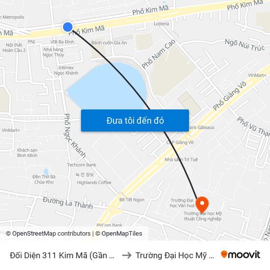 Đối Diện 311 Kim Mã (Gần Ngã 4 Kim Mã - Vạn Bảo) to Trường Đại Học Mỹ Thuật Công Nghiệp map