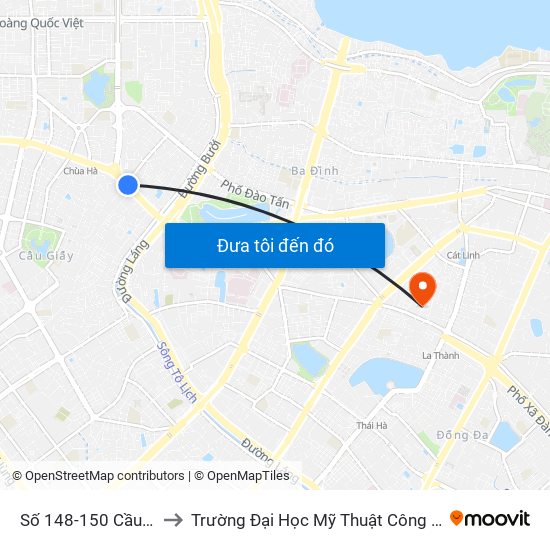 Số 148-150 Cầu Giấy to Trường Đại Học Mỹ Thuật Công Nghiệp map