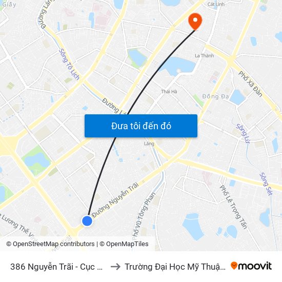 386 Nguyễn Trãi - Cục Sở Hữu Trí Tuệ to Trường Đại Học Mỹ Thuật Công Nghiệp map
