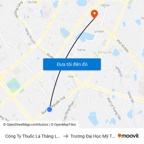 Công Ty Thuốc Lá Thăng Long - 235 Nguyễn Trãi to Trường Đại Học Mỹ Thuật Công Nghiệp map