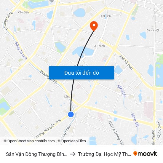 Sân Vận Động Thượng Đình - 129 Nguyễn Trãi to Trường Đại Học Mỹ Thuật Công Nghiệp map