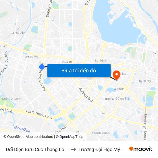 Đối Diện Bưu Cục Thăng Long - Đường Phạm Hùng to Trường Đại Học Mỹ Thuật Công Nghiệp map