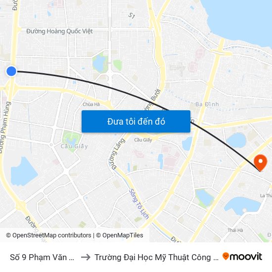 Số 9 Phạm Văn Đồng to Trường Đại Học Mỹ Thuật Công Nghiệp map