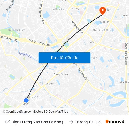 Đối Diện Đường Vào Chợ La Khê (Qua Ga Metro La Khê) - 405 Quang Trung (Hà Đông) to Trường Đại Học Mỹ Thuật Công Nghiệp map