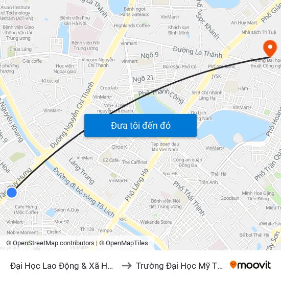 Đại Học Lao Động & Xã Hội - 43 Trần Duy Hưng to Trường Đại Học Mỹ Thuật Công Nghiệp map