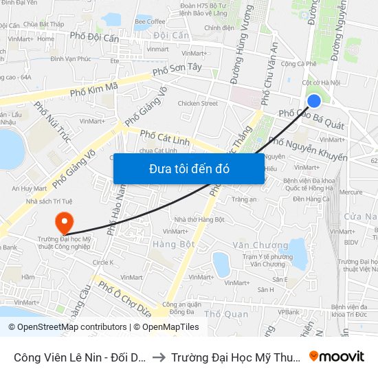 Công Viên Lê Nin - Đối Diện 35 Trần Phú to Trường Đại Học Mỹ Thuật Công Nghiệp map