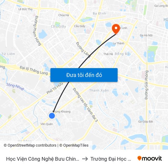 Học Viện Công Nghệ Bưu Chính Viễn Thông - Trần Phú (Hà Đông) to Trường Đại Học Mỹ Thuật Công Nghiệp map