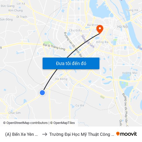 (A) Bến Xe Yên Nghĩa to Trường Đại Học Mỹ Thuật Công Nghiệp map