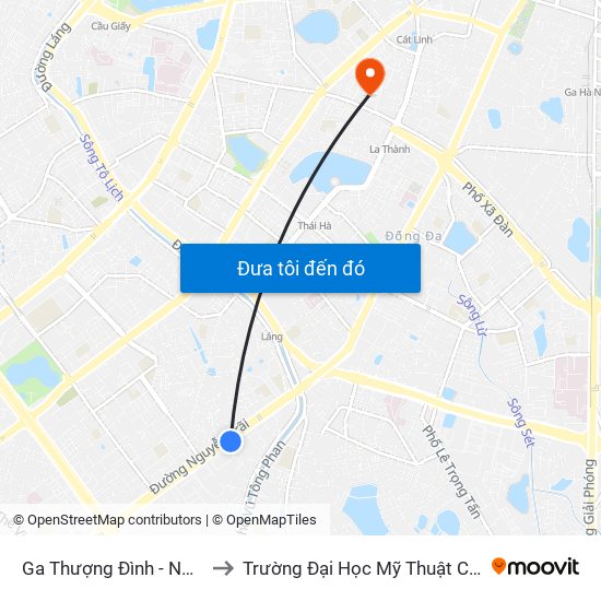 Ga Thượng Đình - Nguyễn Trãi to Trường Đại Học Mỹ Thuật Công Nghiệp map