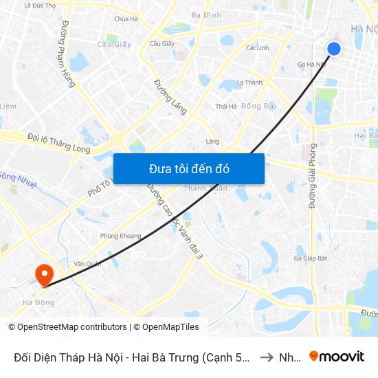 Đối Diện Tháp Hà Nội - Hai Bà Trưng (Cạnh 56 Hai Bà Trưng) to Nhà G map