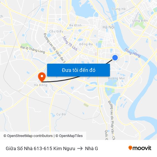 Giữa Số Nhà 613-615 Kim Ngưu to Nhà G map