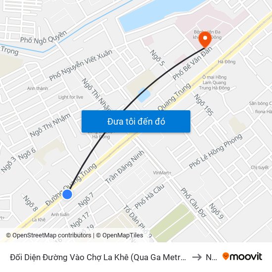 Đối Diện Đường Vào Chợ La Khê (Qua Ga Metro La Khê) - 405 Quang Trung (Hà Đông) to Nhà G map