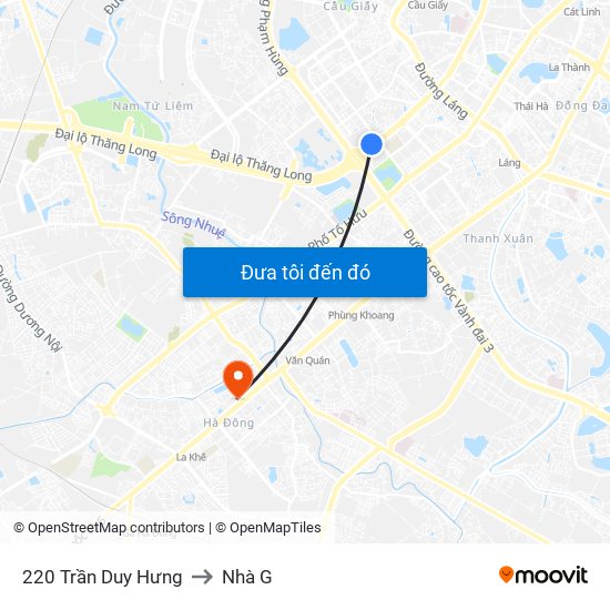 220 Trần Duy Hưng to Nhà G map