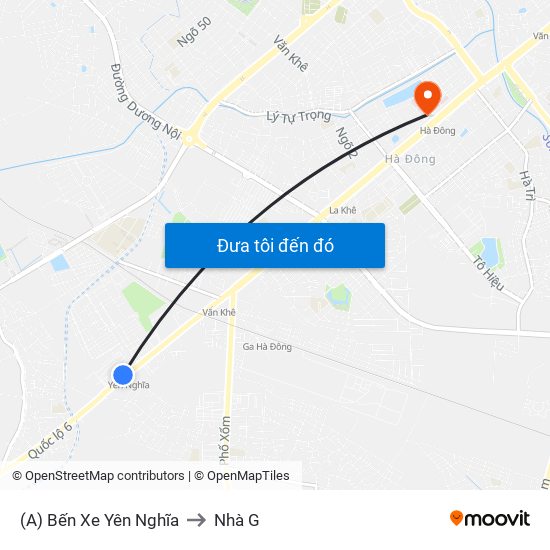 (A) Bến Xe Yên Nghĩa to Nhà G map