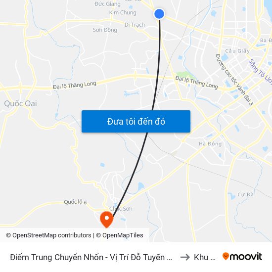 Điểm Trung Chuyển Nhổn - Vị Trí Đỗ Tuyến 20, 29, 32 (Chiều Sơn Tây - Hà Nội)- Đường 32 to Khu Đa Năng map