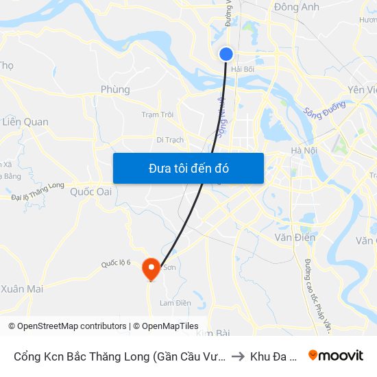 Cổng Kcn Bắc Thăng Long (Gần Cầu Vượt Bộ Hành) to Khu Đa Năng map