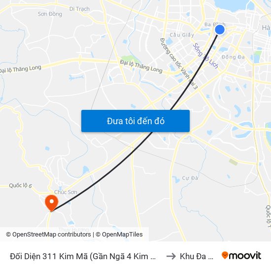 Đối Diện 311 Kim Mã (Gần Ngã 4 Kim Mã - Vạn Bảo) to Khu Đa Năng map