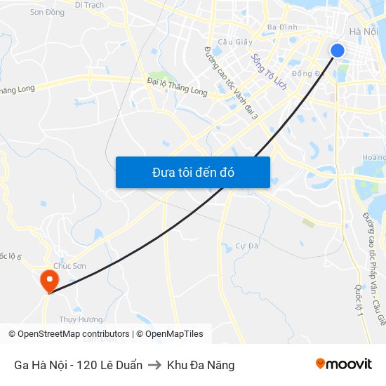 Ga Hà Nội - 120 Lê Duẩn to Khu Đa Năng map