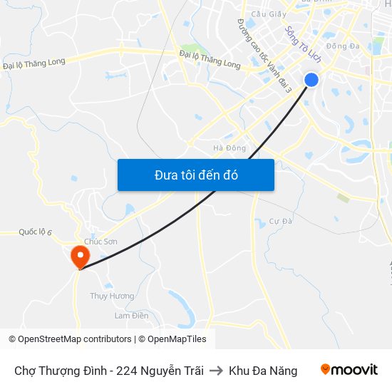 Chợ Thượng Đình - 224 Nguyễn Trãi to Khu Đa Năng map
