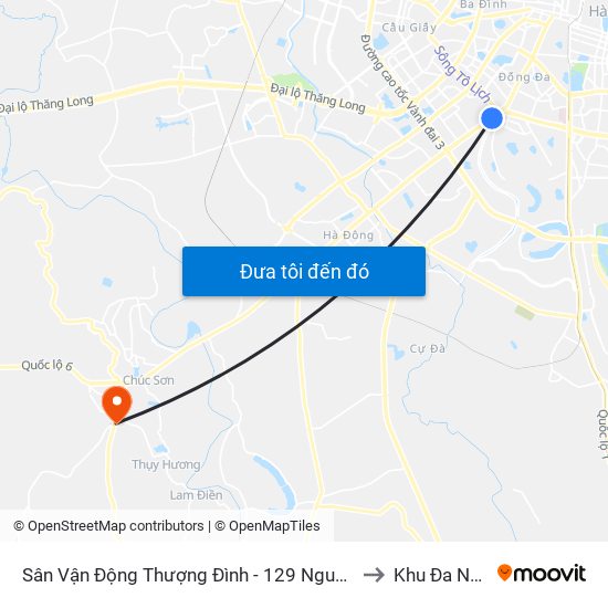 Sân Vận Động Thượng Đình - 129 Nguyễn Trãi to Khu Đa Năng map