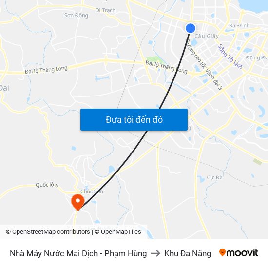 Nhà Máy Nước Mai Dịch - Phạm Hùng to Khu Đa Năng map