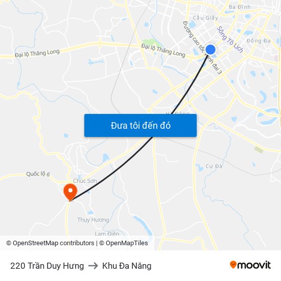 220 Trần Duy Hưng to Khu Đa Năng map